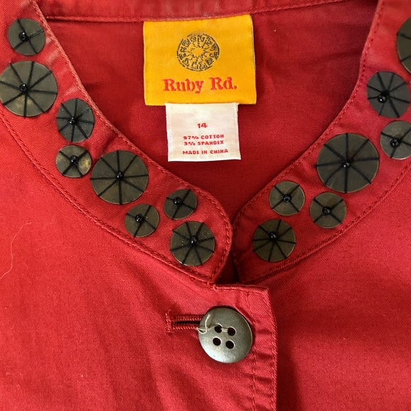 Ruby Rd. Red Utility Jacket with Button Details - Picture 2 of 2